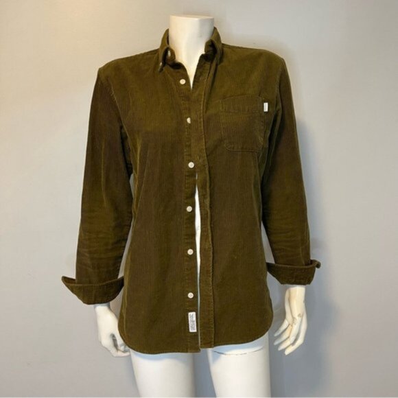 Frank And Oak Organic Cotton Corduroy Oversized Shirt in Brown Size XS - Picture 3 of 13